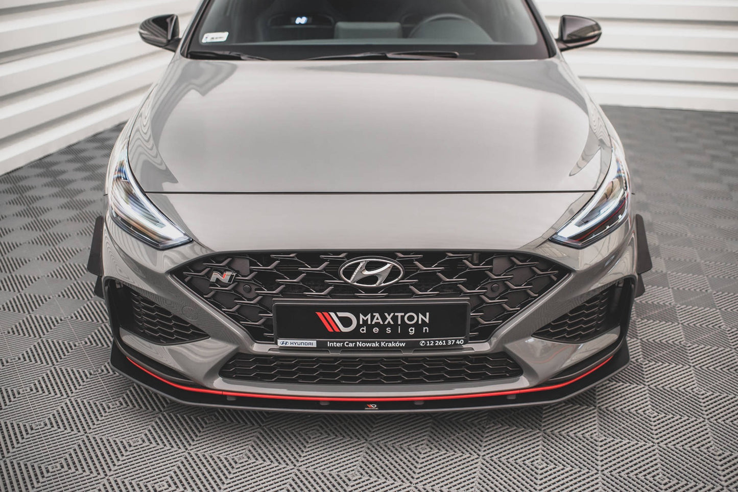 Splitter Maxton Design pentru bara fata N-Line a Hyundai i30 hatchback, station wagon (2020-), negru mat
