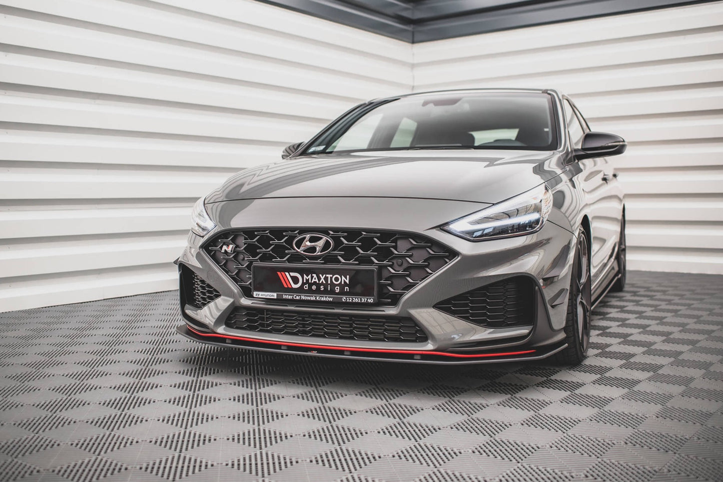 Splitter Maxton Design pentru bara fata N-Line a Hyundai i30 hatchback, station wagon (2020-), negru mat