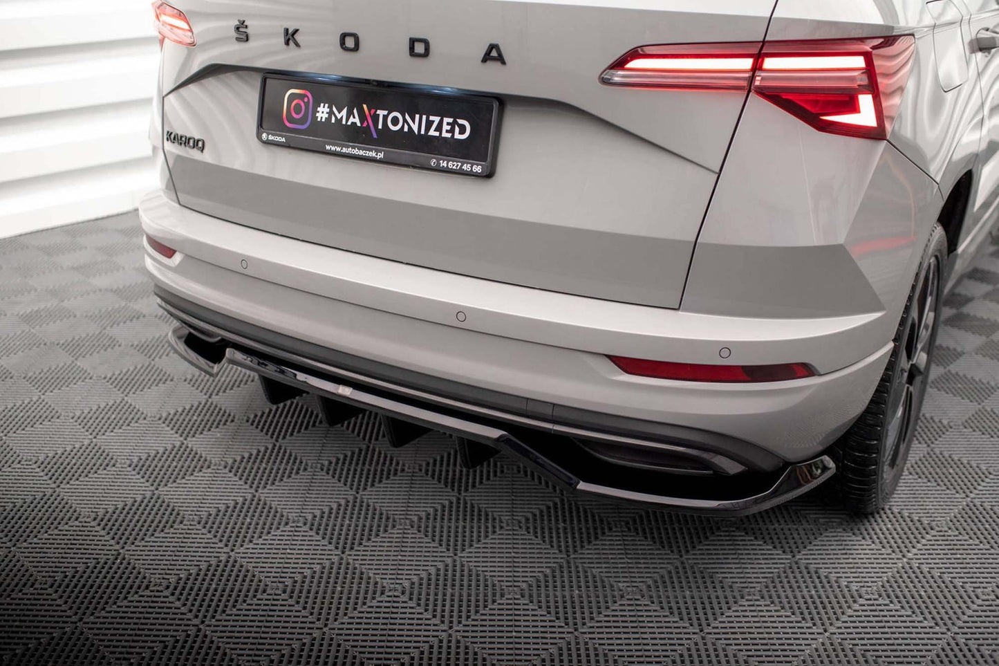 Maxton Design Rear Bumper Extension for Skoda Karoq Sportline Mk1 (2021-), gloss black