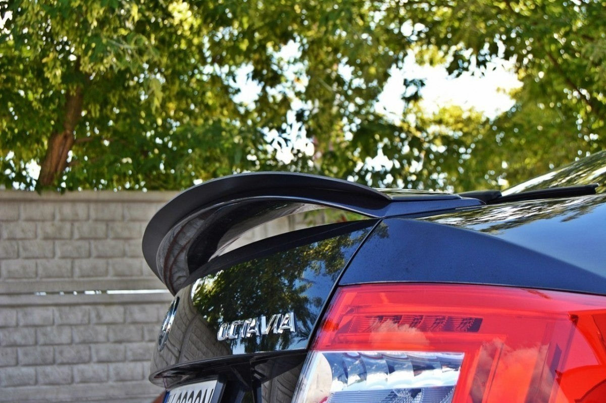 Maxton Design Boot Spoiler Extension for Skoda Octavia MK3 RS Saloon (2013-2019), Matte Black
