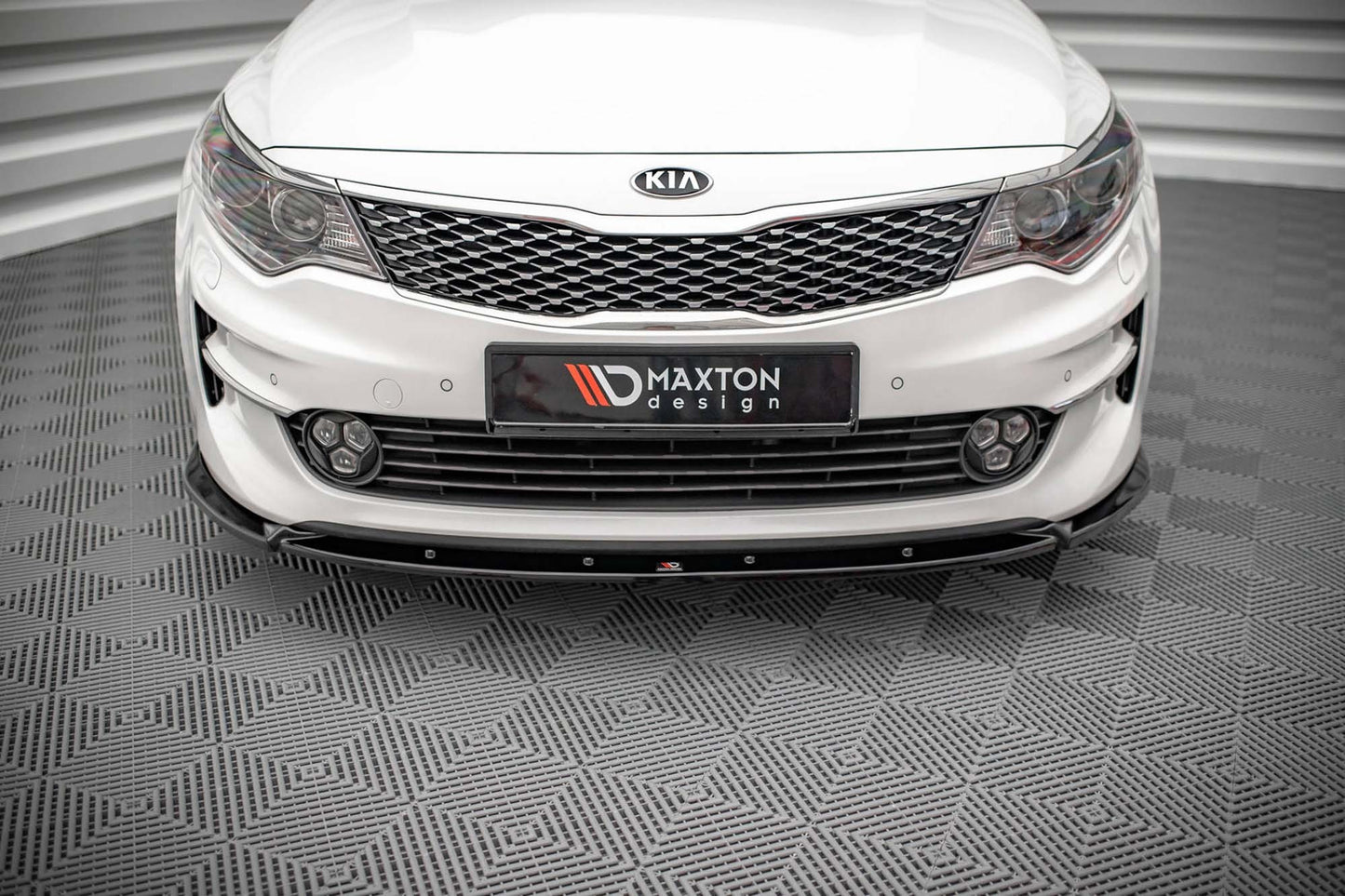 Maxton Design front bumper spoiler version 1 for Kia Optima (2015-2020), gloss black