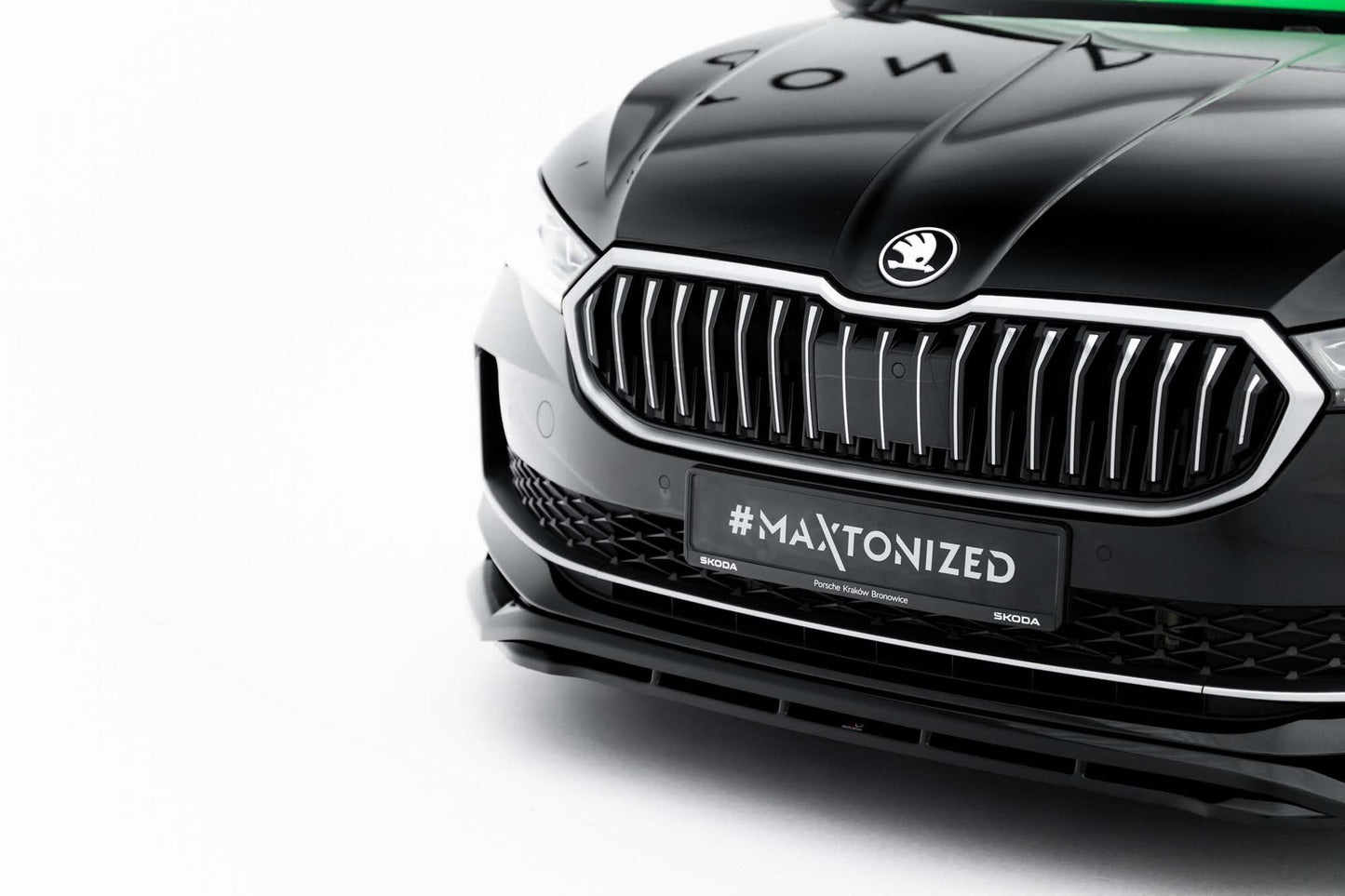Maxton Design Front Splitter V1 for Skoda Superb (2024 onwards) front bumper, gloss black
