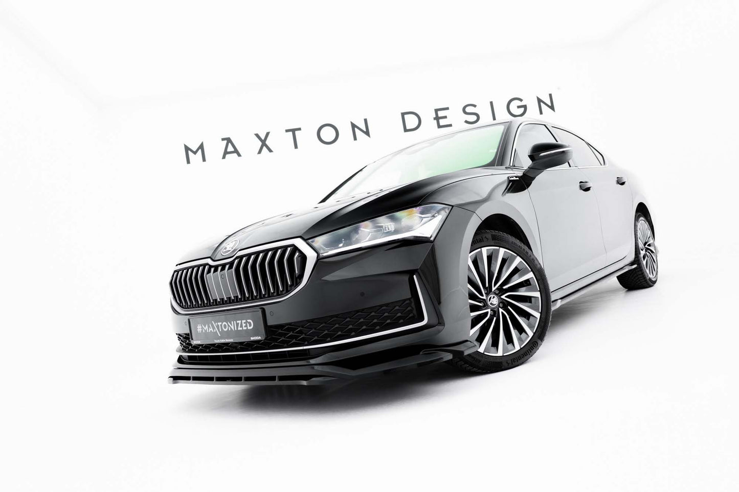 Maxton Design Front Splitter V1 for Skoda Superb (2024 onwards) front bumper, gloss black