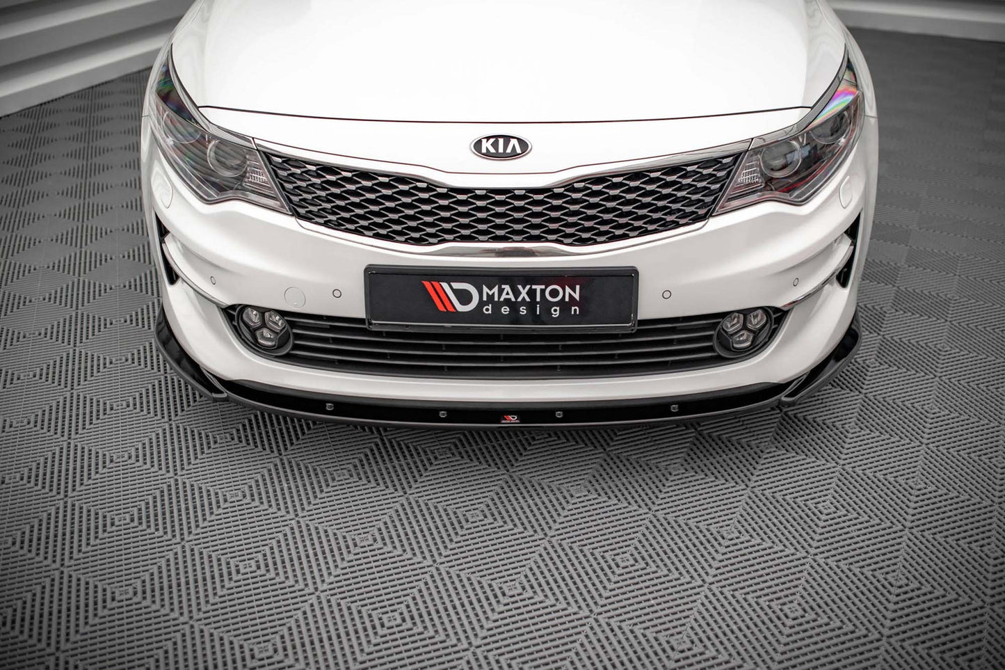 Maxton Design V2 Front Bumper Splitter for Kia Optima (2015-2018), Gloss Black