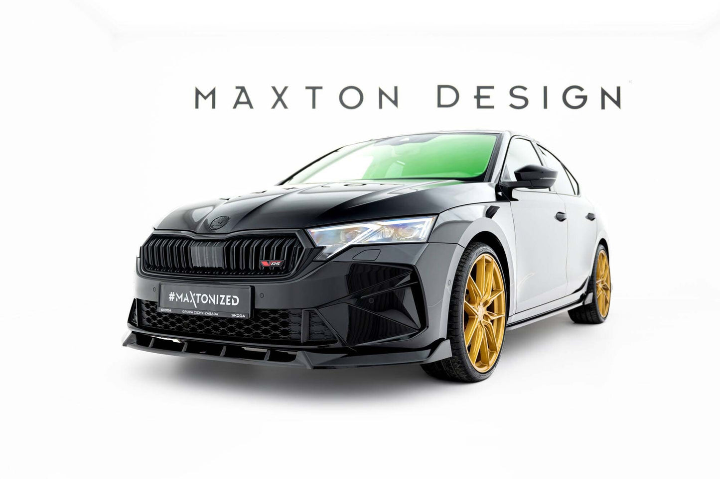 Spoiler Maxton Design versiunea 2 pentru bara fata RS a Skoda Octavia Liftback, break (dupa 2024), lac negru