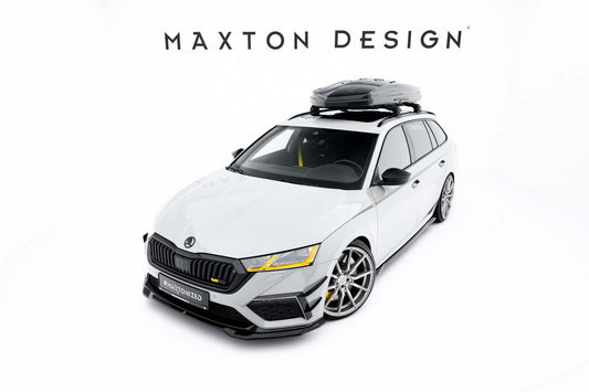 Maxton Design splitter frontal versiunea 4 pentru bara față RS la Skoda Octavia Liftback și Combi (2020-2024), negru lucios