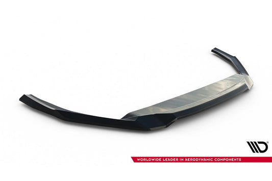 Maxton Design splitter frontal versiunea 4 pentru bara față RS la Skoda Octavia Liftback și Combi (2020-2024), negru lucios