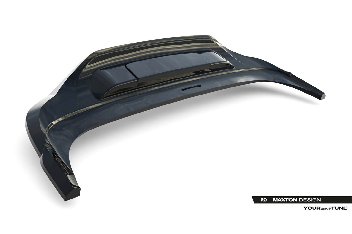 Spoiler Maxton Design pentru bara spate R Line a Volkswagen Tiguan dupa 2024, negru lacuit, spoilerul este compatibil si cu modelul cu bara de remorcare