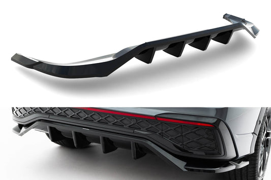 Spoiler Maxton Design pentru bara spate R Line a Volkswagen Tiguan dupa 2024, negru lacuit, spoilerul este compatibil si cu modelul cu bara de remorcare