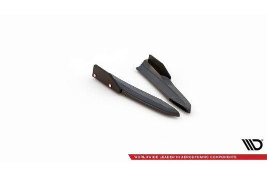 Maxton Design Side Skirt Diffusers + Additional Aerodynamic Elements, Version 4, for Skoda Octavia RS rear bumper (2020 onwards), gloss black