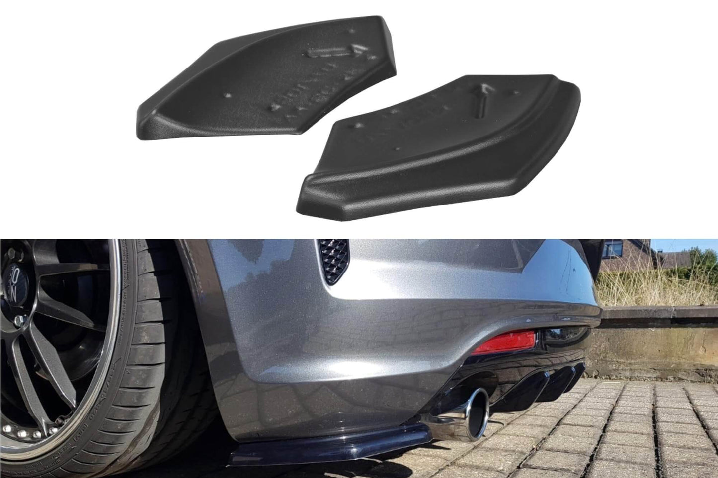 Extensii laterale Maxton Design pentru bara spate R la VW Scirocco (2014-2017), negru mat