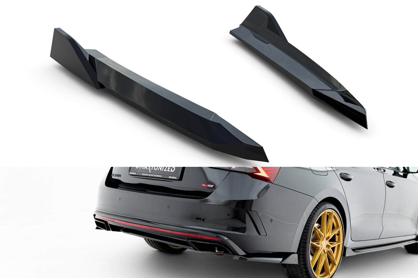 Extensii laterale Maxton Design versiunea 6 pentru bara spate a Skoda Octavia RS Liftback, break (2020-2024), lac negru