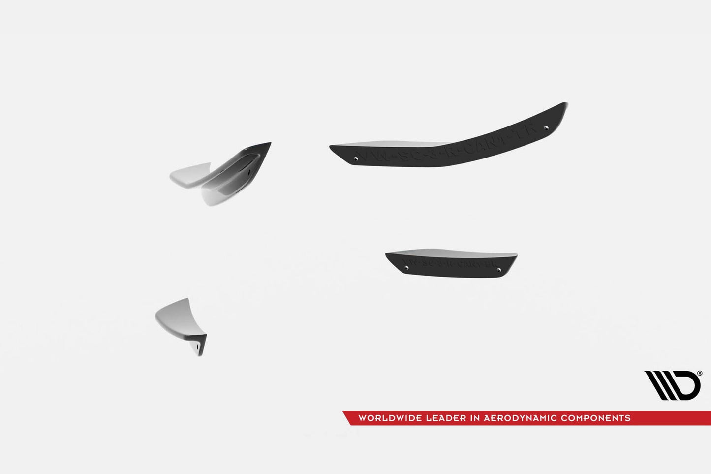 Praguri laterale Maxton Design pentru bara față a Volkswagen Scirocco R 2008-2014, negru mat