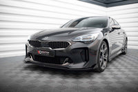 Maxton Design side skirts for the front bumper of the Kia Stinger GT, GT-Line, Standard (2017-2023), black lacquer
