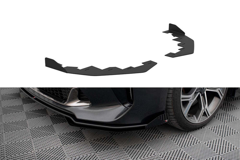 Maxton Design side skirts for the front bumper of the Kia Stinger GT, GT-Line, Standard (2017-2023), black lacquer