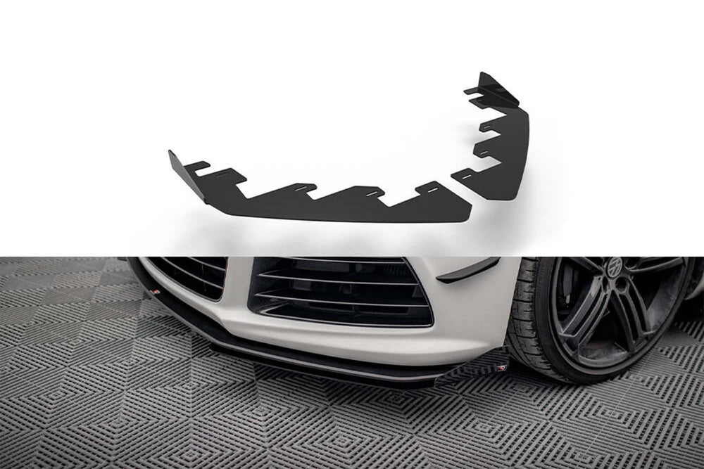 Maxton Design side skirts for front bumper of Volkswagen Scirocco R 2008-2014, black lacquer
