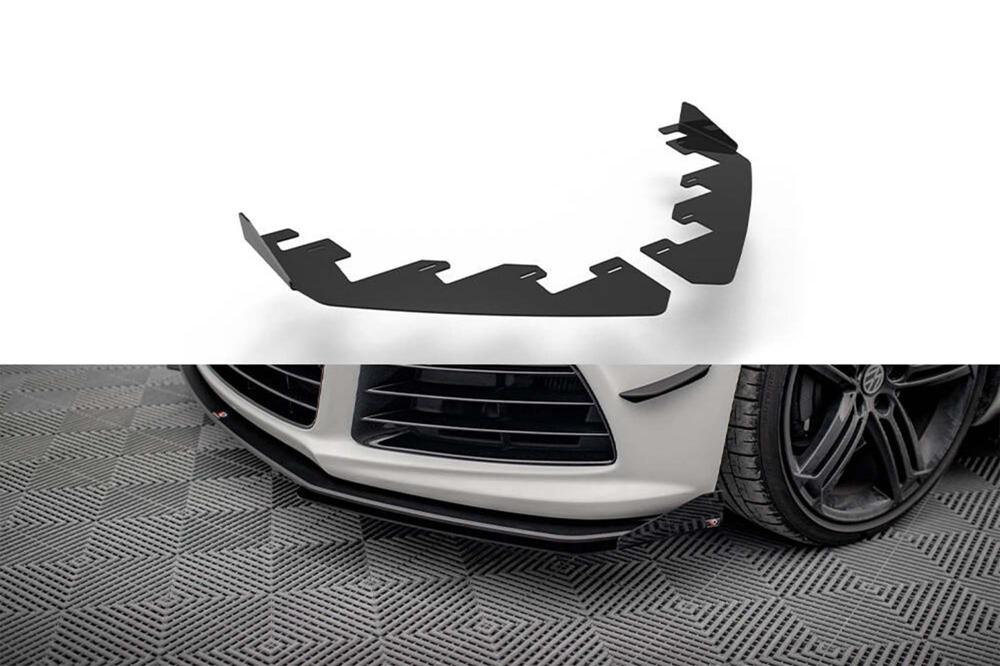 Maxton Design side skirts for front bumper of Volkswagen Scirocco R 2008-2014, black lacquer