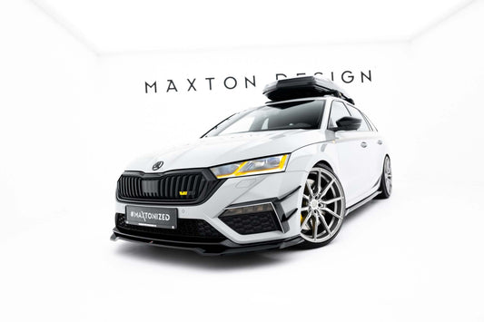 Extensii laterale Maxton Design pentru bara față RS a Skoda Octavia Liftback, break (2020-2024), negru lucios