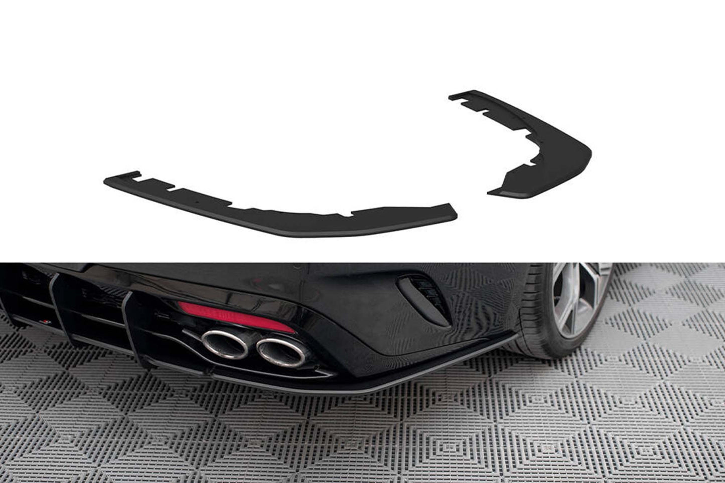 Maxton Design side skirts for Kia Stinger GT-Line (2017-2023) rear bumper, matt black