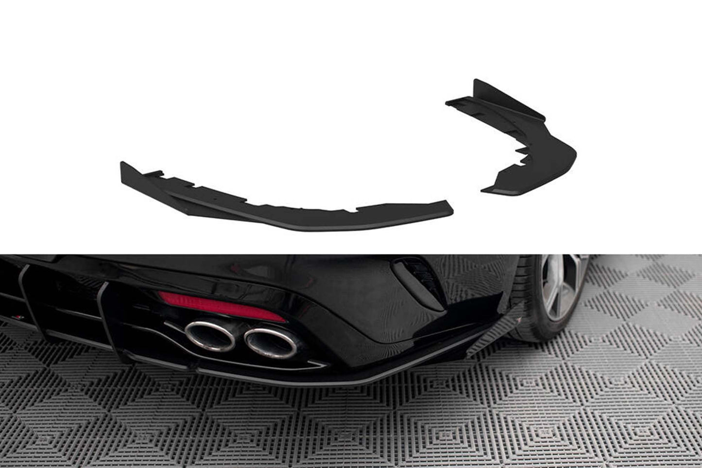 Maxton Design side skirts for Kia Stinger GT-Line (2017-2023) rear bumper, matt black