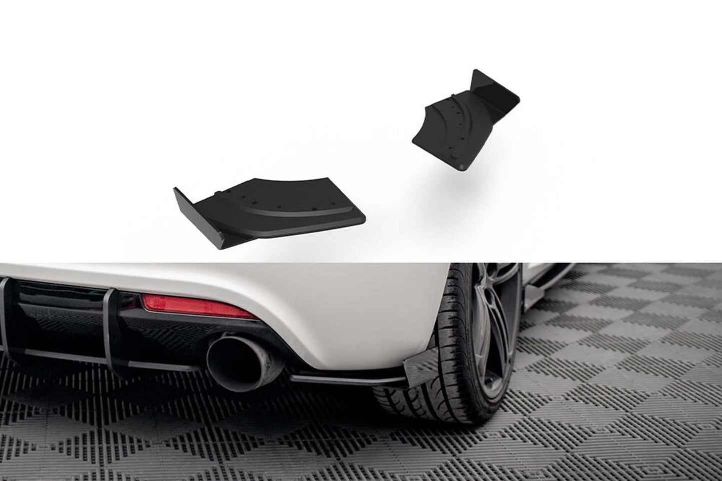 Praguri laterale Maxton Design pentru bara spate a Volkswagen Scirocco R (2008-2014), negru mat