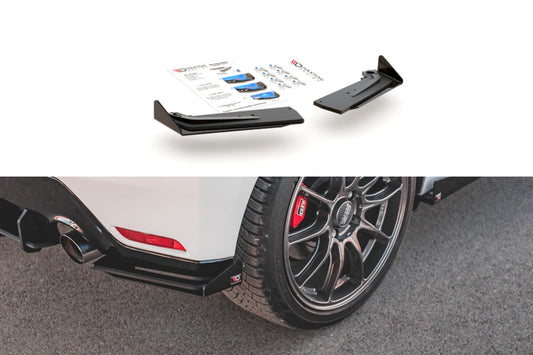 Extensii laterale cu aripioare tip Racing Maxton Design pentru bara spate GR a Toyota Yaris (dupa 2020), negru mat/lucios