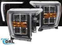 Set faruri LED tuning pentru Ford F150 (2020-2023) cu baza neagra, pentru modelul cu lumini DRL din fabrica, stanga si dreapta