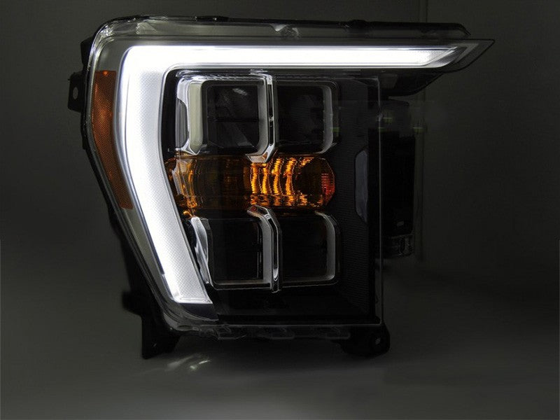 Set faruri LED tuning pentru Ford F150 (2020-2023) cu baza neagra, pentru modelul cu lumini DRL din fabrica, stanga si dreapta