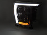 Set faruri LED tuning pentru Ford F150 (2020-2023) cu baza neagra, pentru modelul cu lumini DRL din fabrica, stanga si dreapta