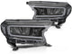 Set faruri tuning LED pentru Ford Ranger (2016-2022), cu baza neagra, cu semnalizatoare dinamice, pentru modelul cu lumini DRL din fabrica, stanga si dreapta