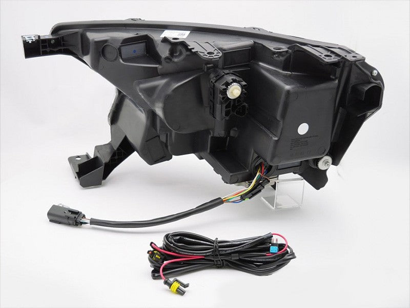 Set faruri tuning LED pentru Ford Ranger (2016-2022), cu baza neagra, cu semnalizatoare dinamice, pentru modelul cu lumini DRL din fabrica, cu functie „Welcome”, stanga si dreapta