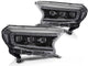 Set faruri tuning LED pentru Ford Ranger (2016-2022), cu baza neagra, cu semnalizatoare dinamice, pentru modelul cu lumini DRL din fabrica, cu functie „Welcome”, stanga si dreapta