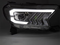 Set faruri tuning LED pentru Ford Ranger (2016-2022), cu baza crom, pentru modelul cu lumini DRL din fabrica, cu semnalizatoare dinamice, stanga si dreapta