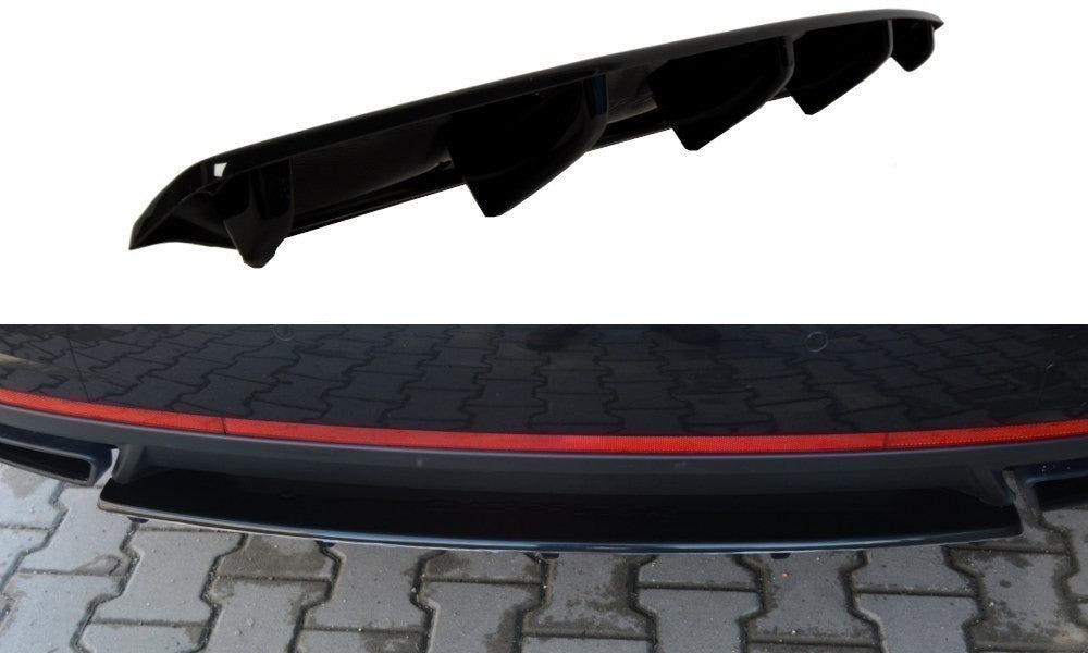 Insert difuzor spate RS Maxton Design pentru Skoda Octavia hatchback, combi (2013-2019), negru lucios